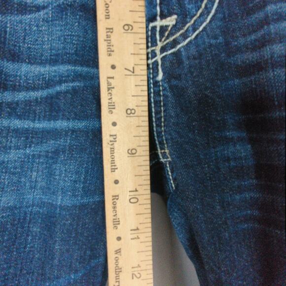 BKE Carter Jeans Mens 33 R Blue Straight Whiskering Cotton - Picture 5 of 8